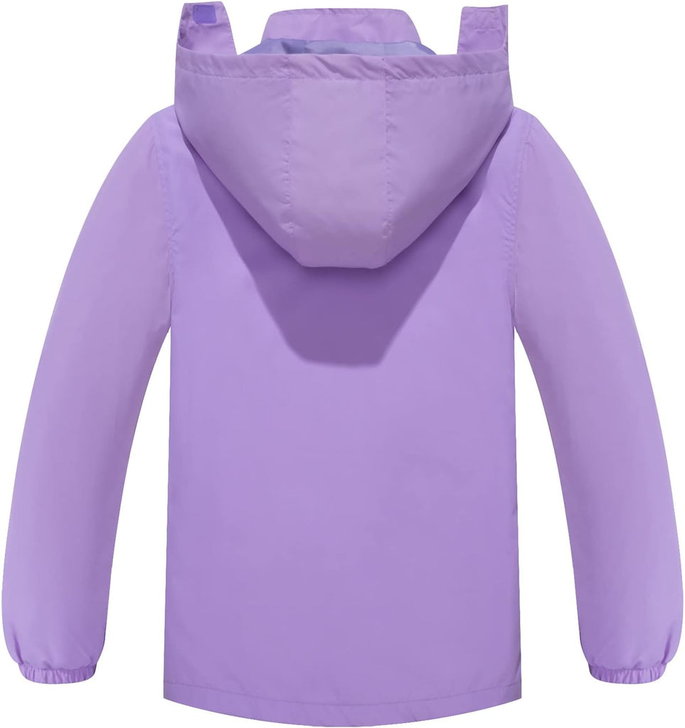 Kids Waterproof Rain Jacket Mesh Lined with Removable Hood