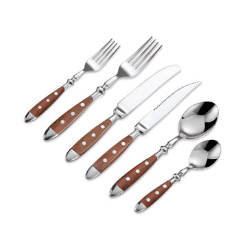 24-Piece 18/0 Stainless Steel Silverware set, Vintage Flatware set with Bakelite Handle, service for 4, Cutlery set
