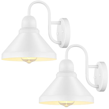 Gooseneck Outdoor Wall Lanterns, Pack of 2 Exterior Light Fixtures, Anti-Rust Outside Barn Wall Mount Sconces