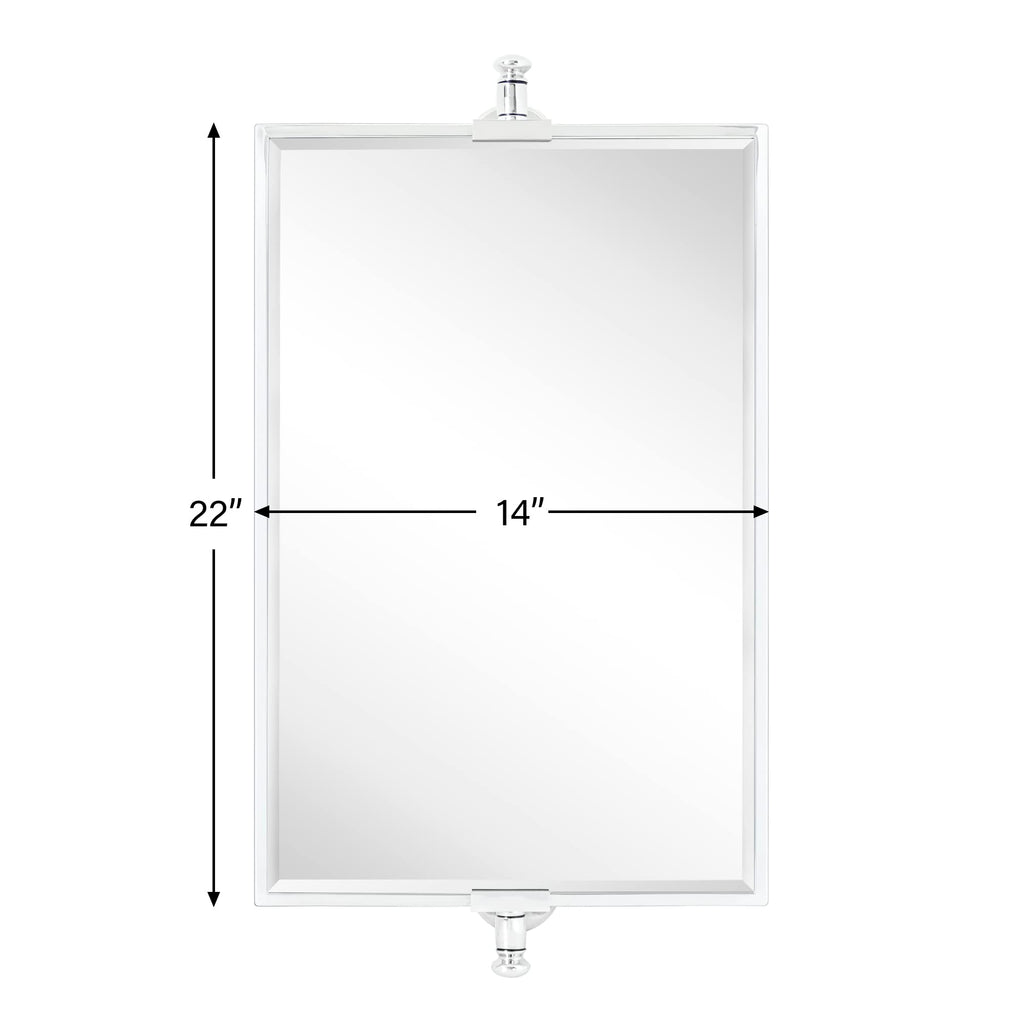 Chrome Beveled Rectangle Pivot-N-View Bathroom Vanity Mirror Rotating Square Corner Tilting Mirror Corner Vanity, 14