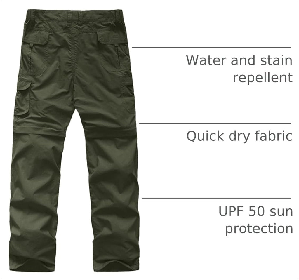 Pants for Boys Scout Kids Hiking Convertible Zip Off Cargo Safari