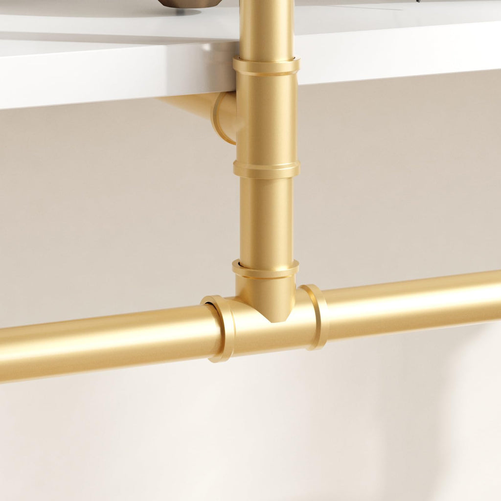 48'' Industrial Pipe Shelving Floating Wall Shelves 2 Tier Gold Shelves Multiple Use