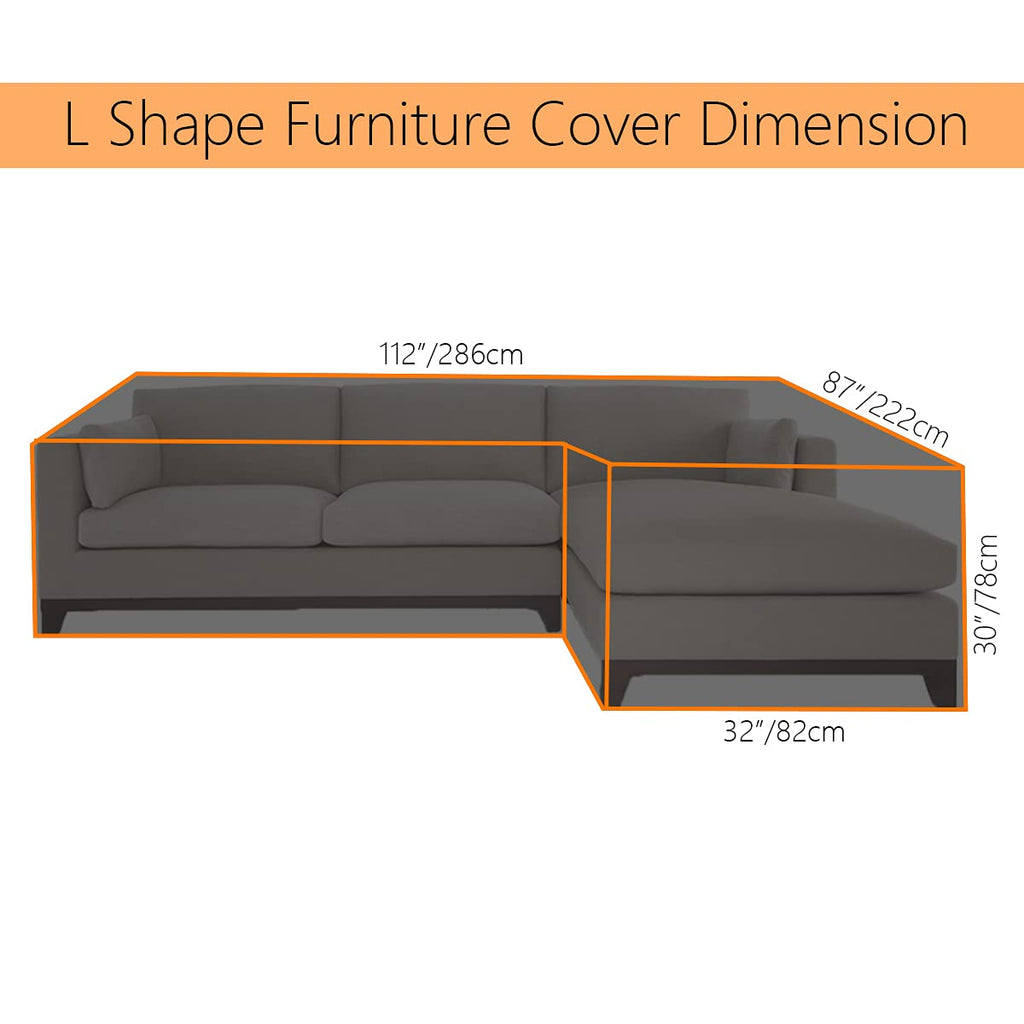 Patio L Shape Sofa Cover Sectional Waterproof Corner Sofa Cover Outdoor Dust-Proof Anti-UV Furniture Couch Cover for