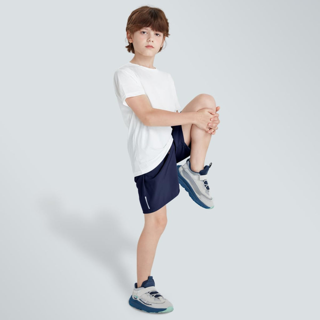 Boys Shorts Quick Dry Athletic Running Shorts with Zipper Pockets