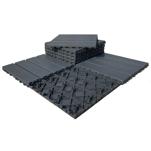 9 sq. ft Plastic Interlocking Deck Tiles,9 PCS Patio Tiles,12''x12''(30 x 30cm) Waterproof Outdoor Flooring All Weather
