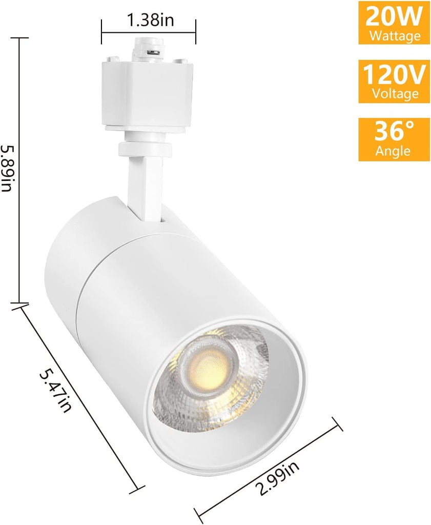 20W Dimmable LED Track Lighting Heads H Type, White 6 Pack