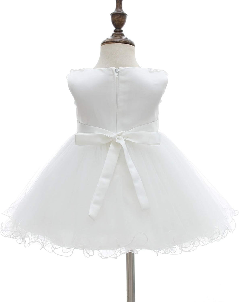 Baby Girls Christening Baptism Dress Satin Tulle Gown with Lace Cape for Flower Girl and Birthday
