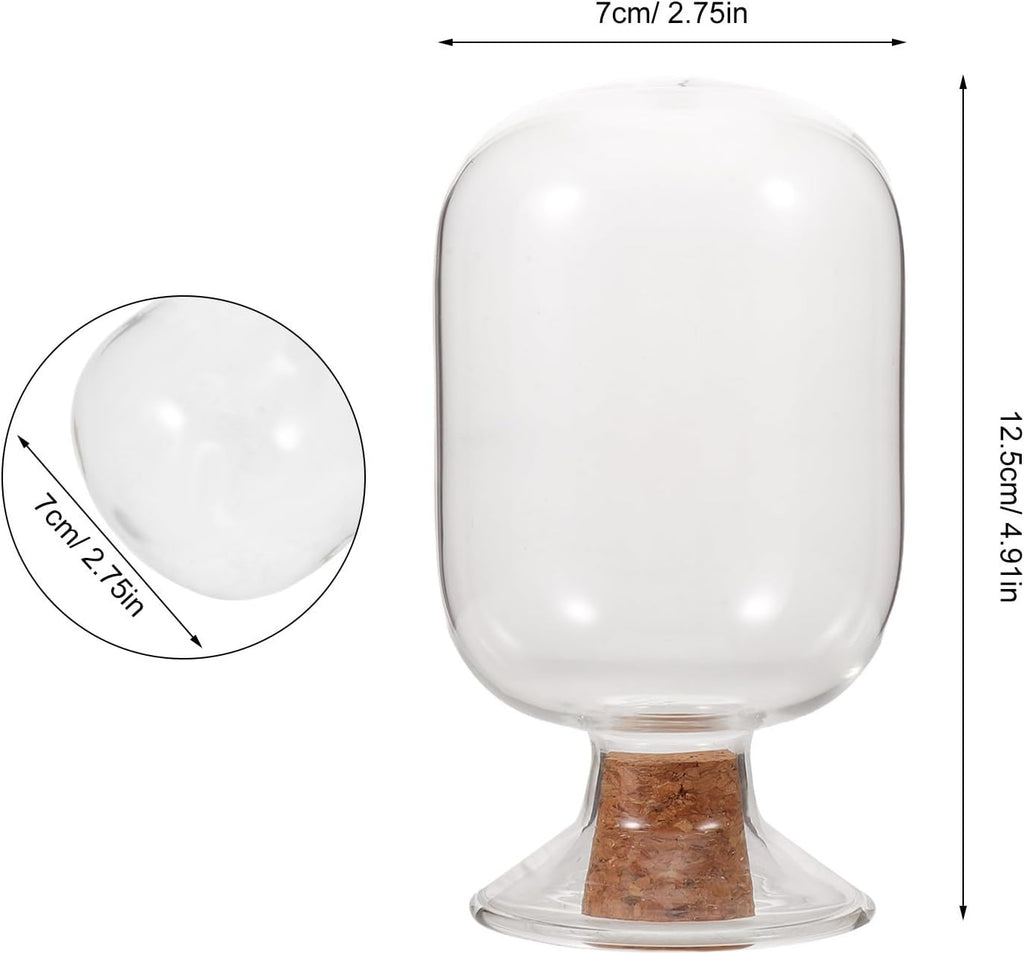 Glass Match Cloche Decorative Match Jar Holder with Cork Lid - Set of 2