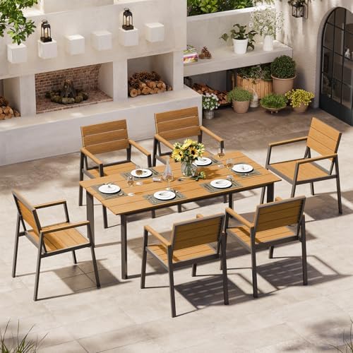 7-Piece Aluminum Outdoor Patio Furniture Set - Dining | Gray for Patio, Garden & Porch