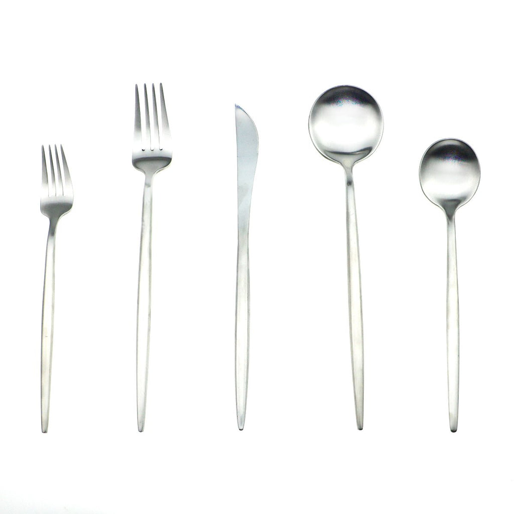 18/10 Stainless Steel 20-Piece Matte Silver Flatware Set, Dinner Knife Fork Salad Fork Dessert Spoon, Service for 4