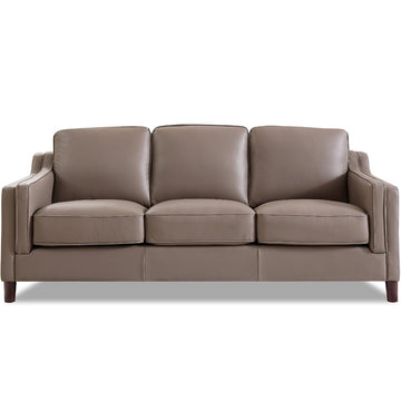 Bella Top Grain Leather Sofa Couch, 84", Taupe