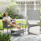 5-Piece Wicker Outdoor Patio Furniture Set - Bistro | Gray for Patio, Garden & Porch