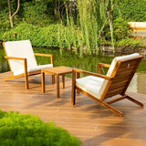 3-Piece Acacia Wood Outdoor Patio Furniture Set - Bistro for Patio, Garden & Porch