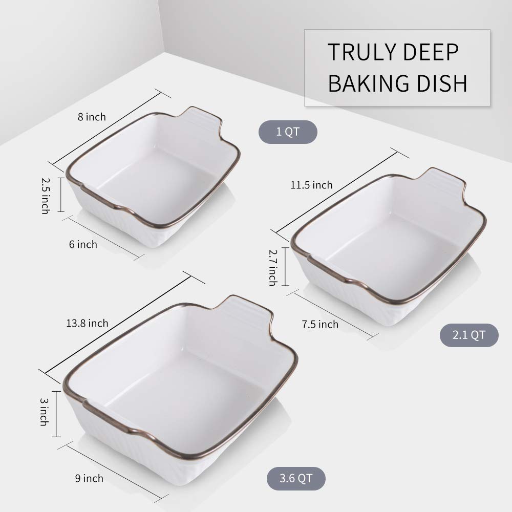 Bakeware Set, Ceramic Baking Dish Set, Rectangular Casserole Dish Set, Lasagna Pans for Cooking, Cake Dinner
