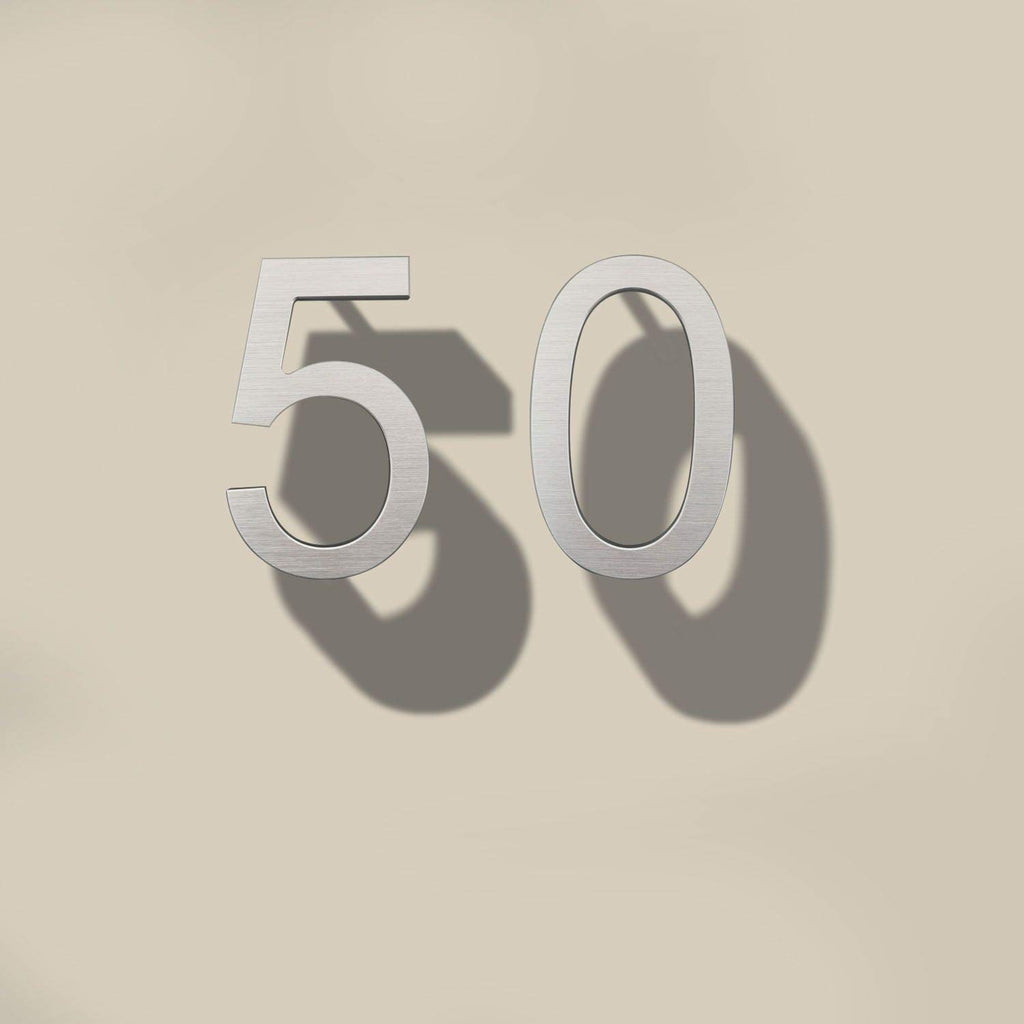 6 Inch Modern House Numbers- Premium Aluminum Floating Home Address Number with Exquisite Drawing Process, Silver