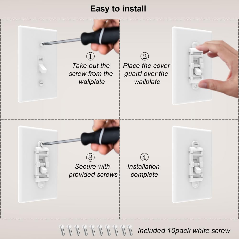 Child Proof Light Switch Cover Guard, Toggle Switch Lock, 5 Pack