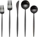 Matte Black Silverware Set, 30-Piece Stainless Steel Satin Finish Flatware Service for 6, Kitchen Utensils