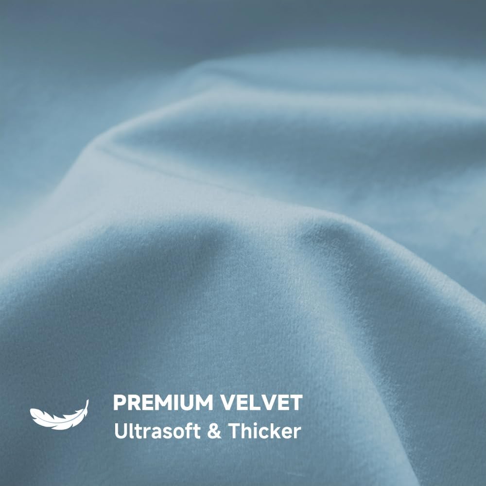 Light Blue Velvet Throw Pillow Covers 18x18 Inch Set of 2 | Covers Only,Ultra-Soft,Hidden Zipper,Easy Care,Decorative