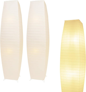 Paper Floor Lamp, Japanese Lamp with Rice Paper Lantern Shade, Minimalist Style Corner Floor Lamp with No Bulbs (2