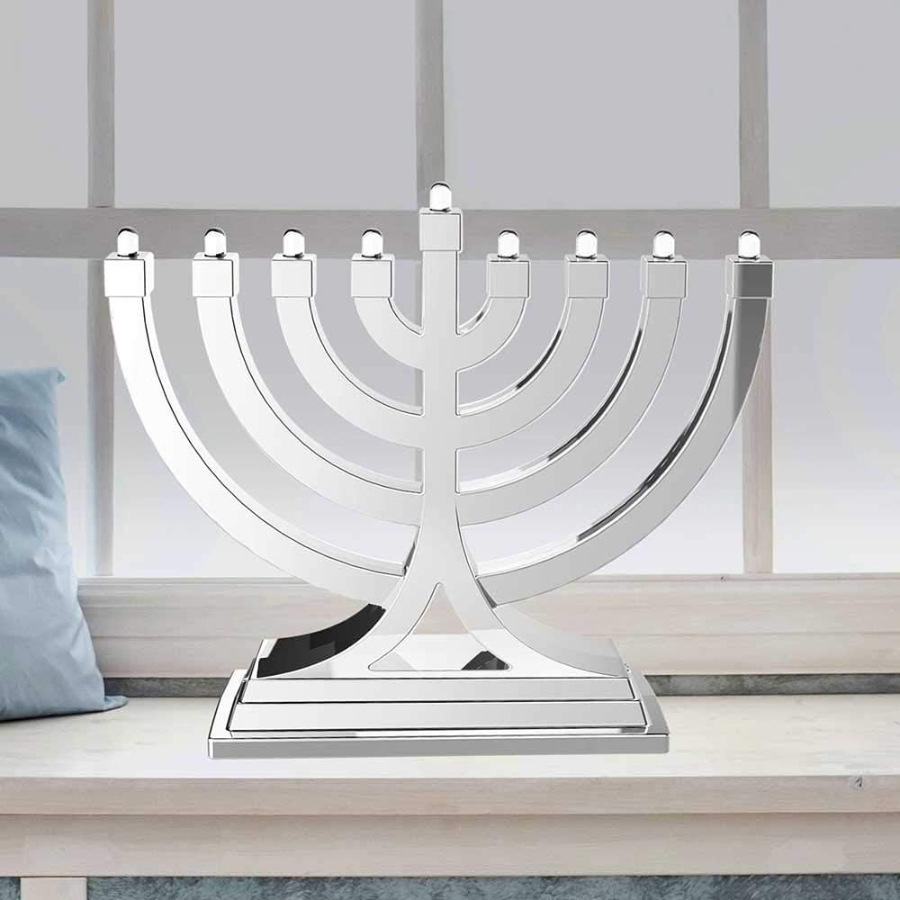 Mini Electric LED Battery or USB Powered - Push Button Multi Light Settings - Hanukkah Battery Operated Minorah Small