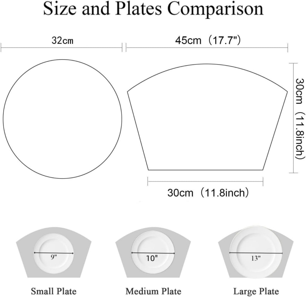 Small Round Table Placemats Woven Vinyl Wedge Placemats with Centerpiece Round Table Mats Heat Resistant - Set of 5