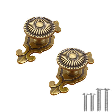 Antique Brass Cabinet Knobs, Vintage Drawer Pulls with Backplate, Antique Gold Mushroom Knobs
