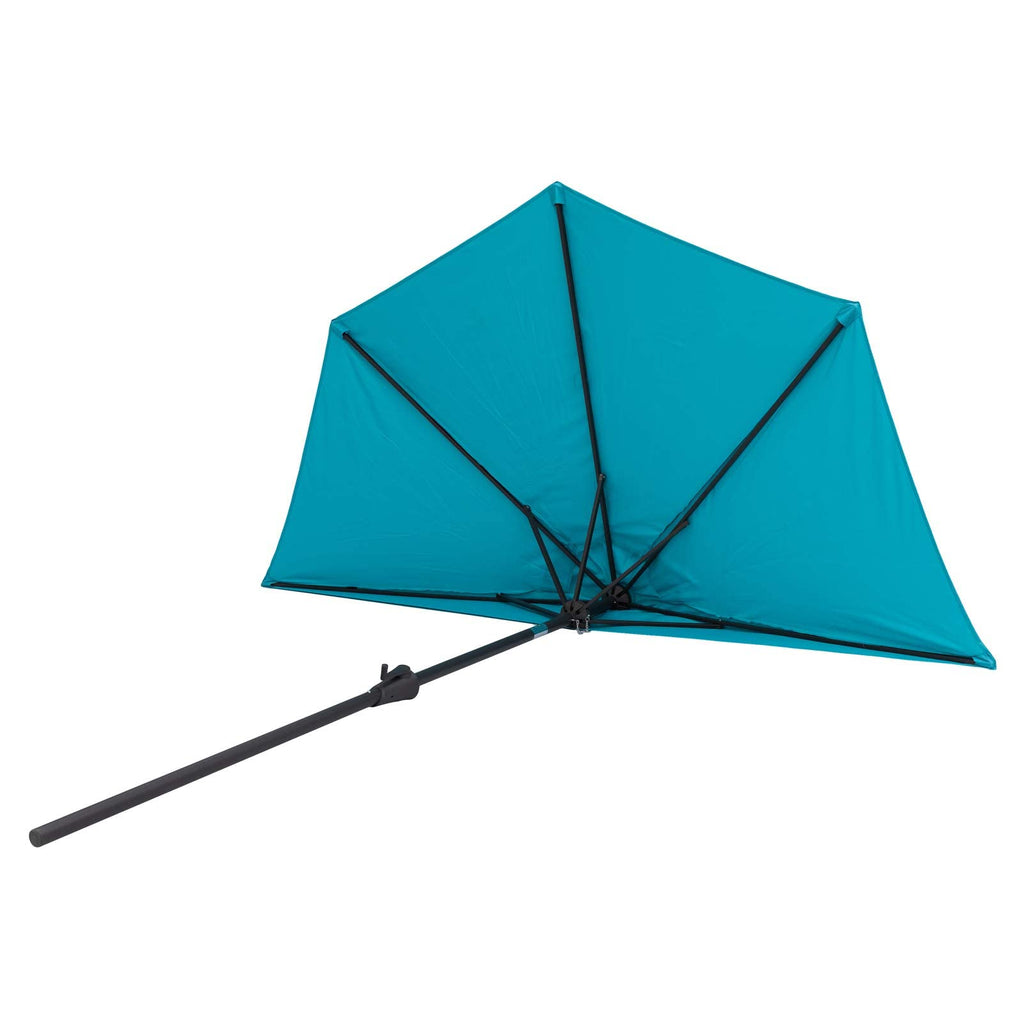 9 ft Half Round Outdoor Patio Market Wall Umbrella with Tilt, Aqua Blue
