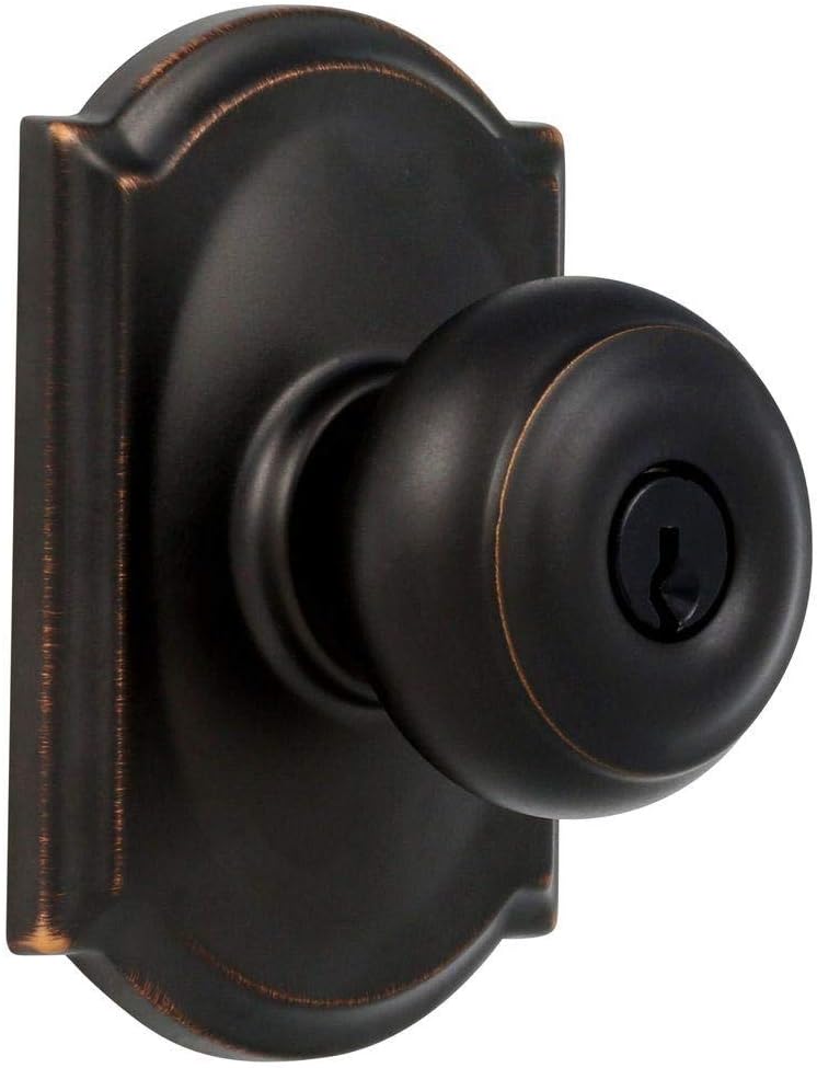 Georgian Keyed Entry Door Knob, Interior/Exterior, Aged Bronze