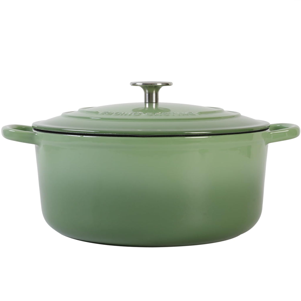 Enameled Dutch Ovens Cast Iron Dutch Oven Pot with Lid for Bread Baking, Cook, Dual Handle, 7 Quart, Pistachio Green