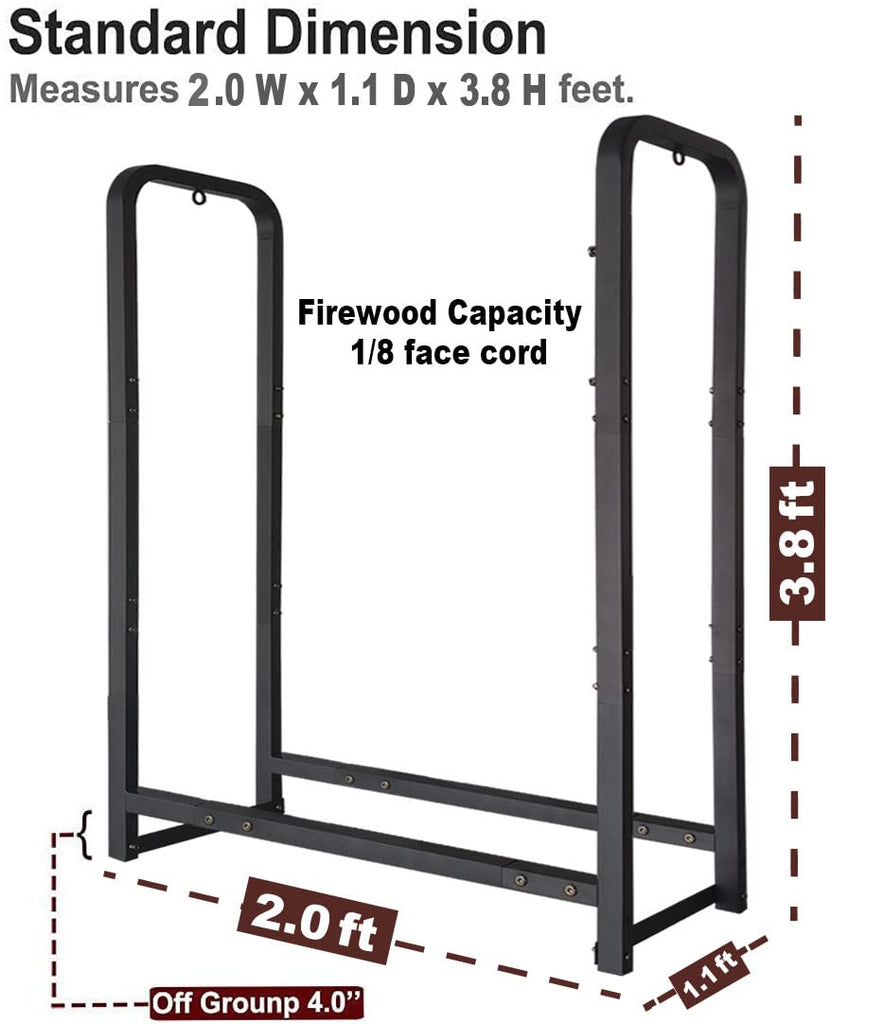 Firewood Rack Stand 2ft Heavy Duty Logs Holder for Outdoor Indoor Fireplace Metal Wood Pile Storage Stacker