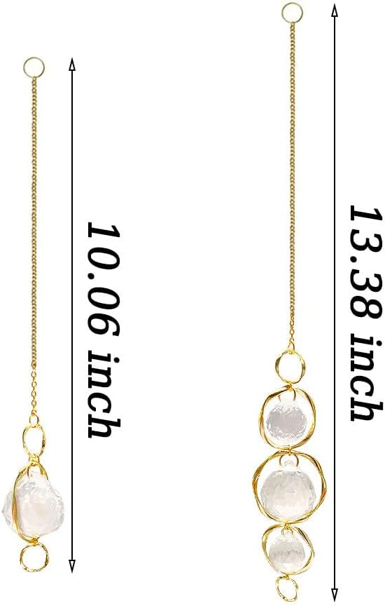 2 Pcs Crystal Suncatcher Wind Chimes for Outside,Crystal Suncatcher Prisms Hanging Outdoor Wind Chimes