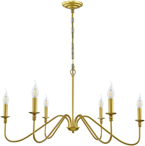 Gold Chandelier, 6-Light Chandelier for Dining Room, Bedroom, Foyer, Living Room, Kitchen Island, Entryway, Office, Bar,Farmhouse DŽcor A109-B0DGXCWVGF