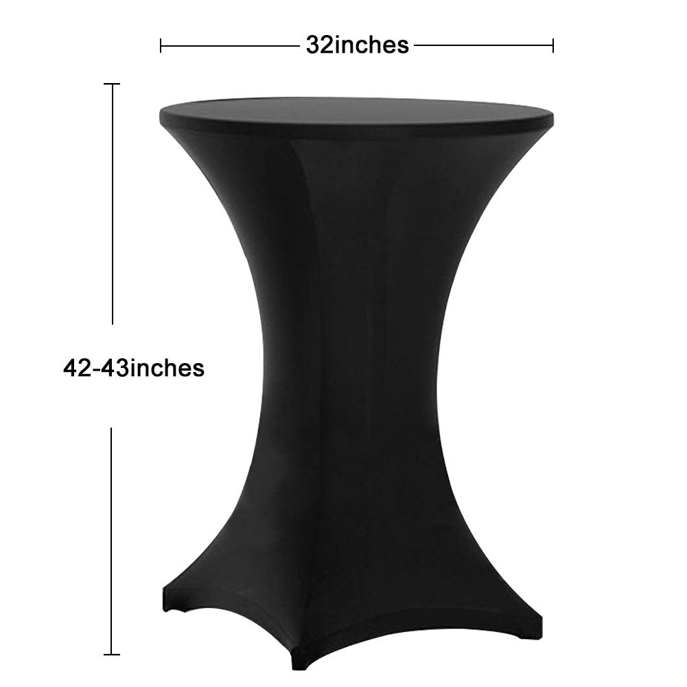 Cocktail Table Covers Black, High Top Table Cloths 4 Pack 32x43 Inch
