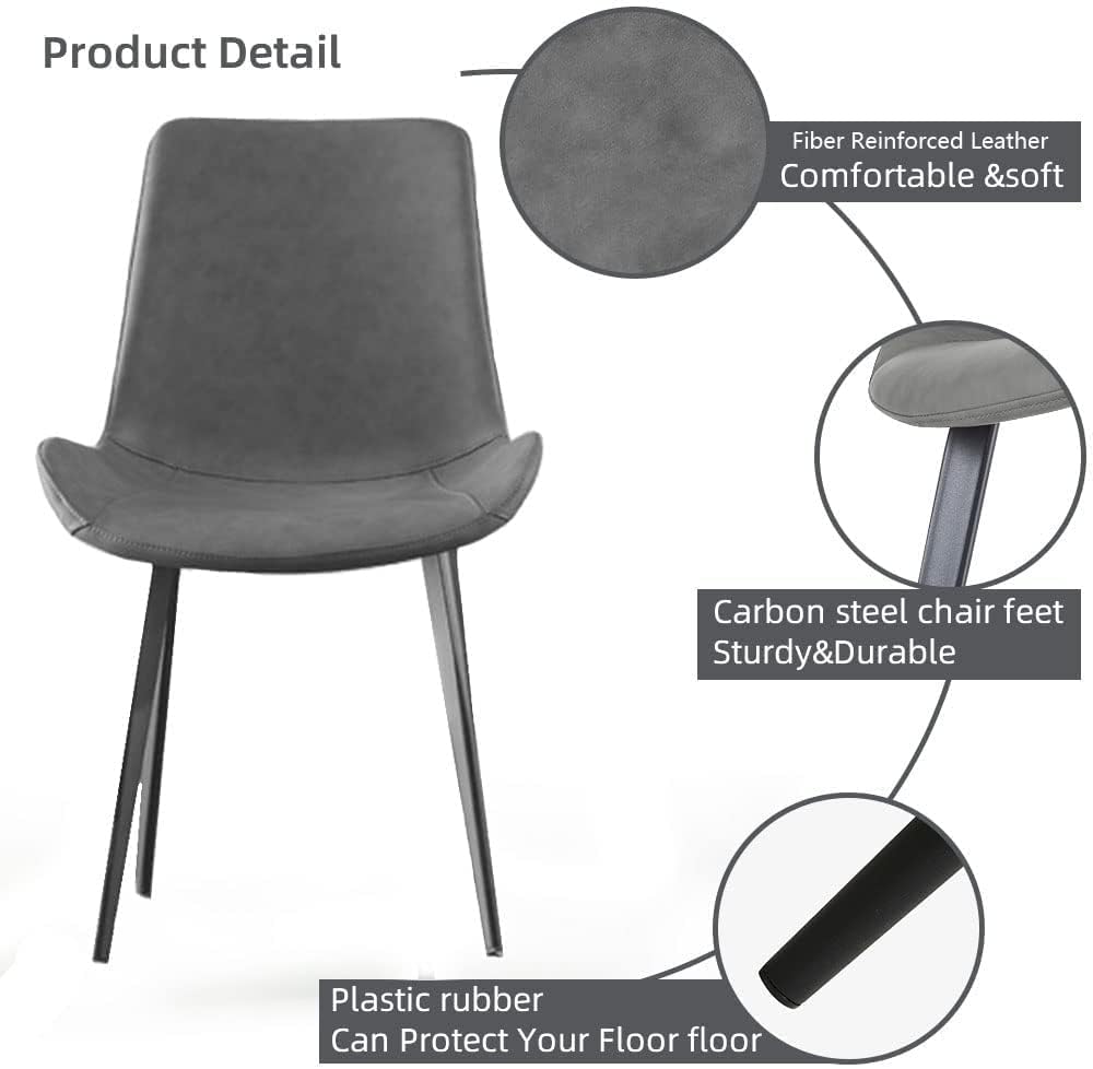 Dining Chairs Set of 4, Modern Kitchen & Dining Room Chairs, Upholstered Faux Leather Cushion Seat and Sturdy Metal