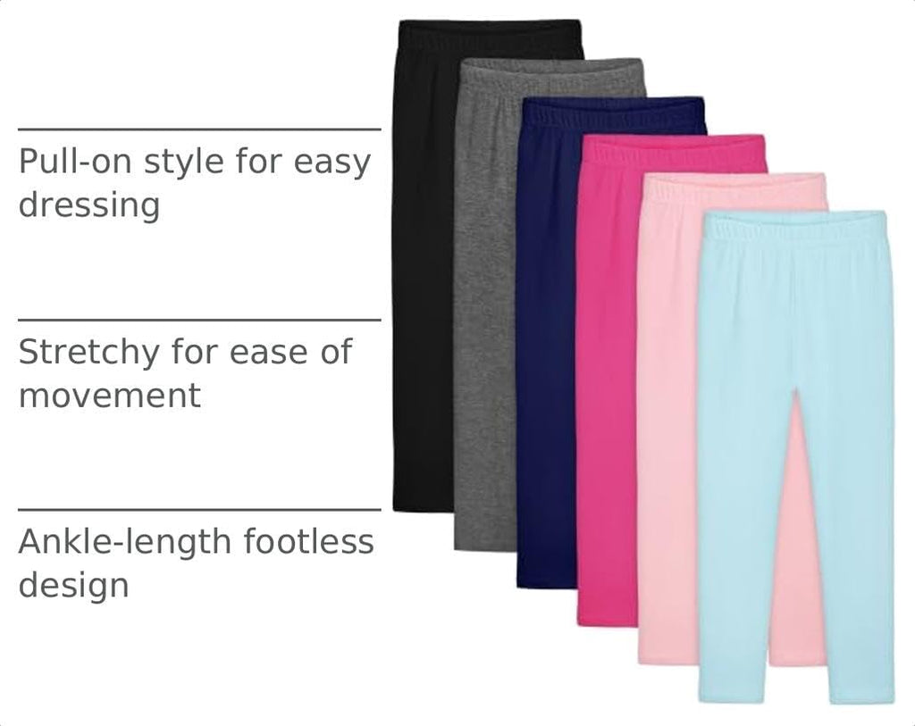 6 Pack Girls Cotton Leggings Toddler Pants Kids Yoga Pants Tights