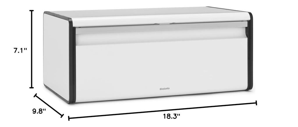 Rectangular Fall Front | White | Large Metal Front Opening Bread Store Countertop | Flat Top for Extra Storage