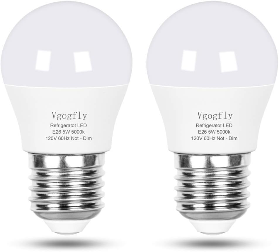 LED Refrigerator Light Bulb 40W Equivalent 120V A15 Fridge Waterproof Bulbs 5 W Daylight White 5000K E26 Medium Base