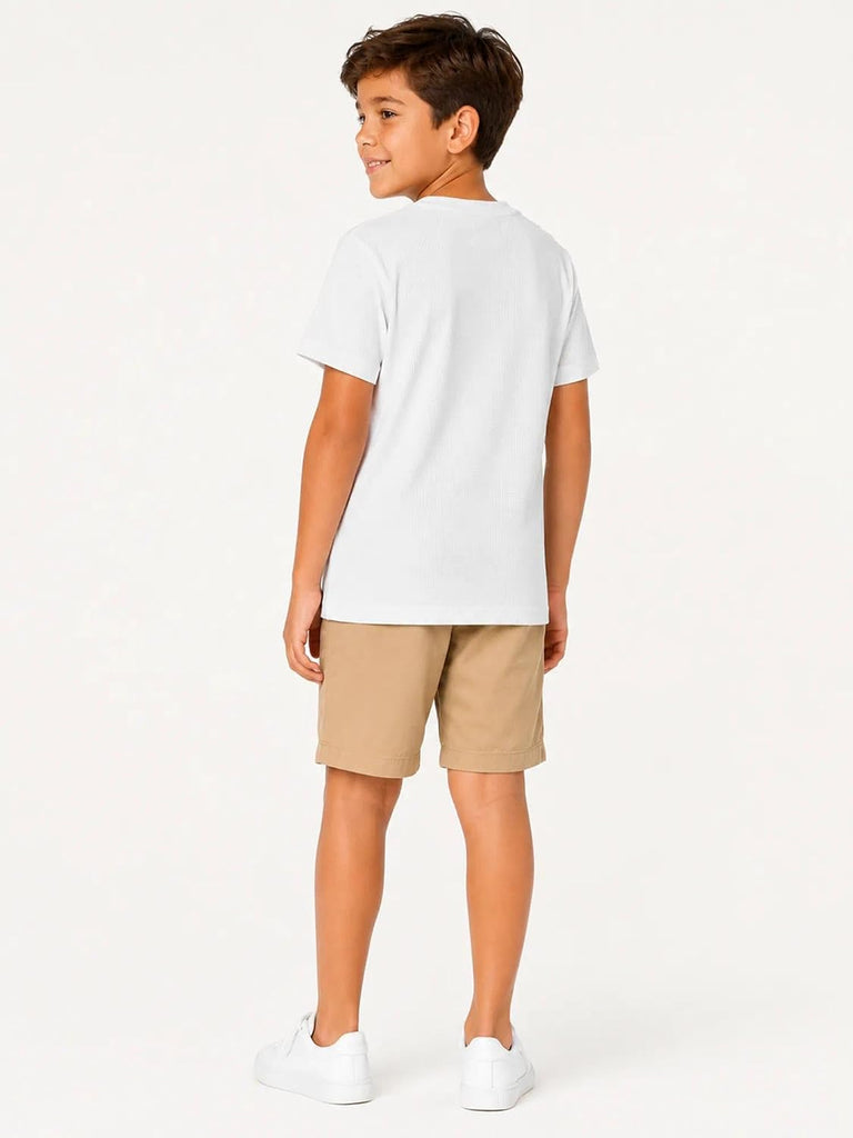 Boys Waffle Knit Henley Shirt Short Sleeve Textured Summer Tee Tops
