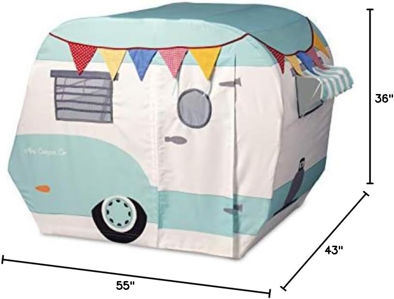 Camper Playhouse - Pretend, Indoor Fort for Kids - 43 x 55 x 36 inch Play Set Made of Cotton Canvas - Easy Assembly &