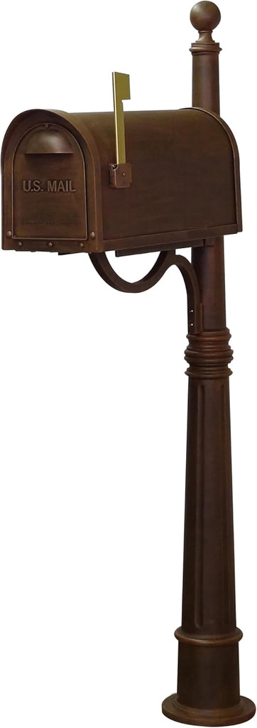Classic Curbside Mailbox with Aluminum Post - Copper Mailbox with Ashland Post