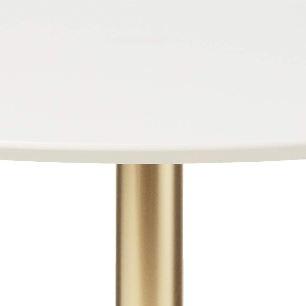 Inspired Saarinen Style Pisa 35" Round Dining Table, Seats 2-4, Compact Retro Design Kitchen Table for Small Spaces with Modern Chrome Plated