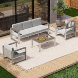 Aluminum Outdoor Patio Furniture Set - Conversation | Gray with Thick Cushions for Patio, Garden & Porch