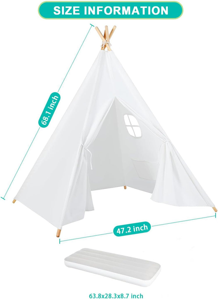 Teepee Tent for Kids Sleepover Party, Indoor Girls Slumber Party