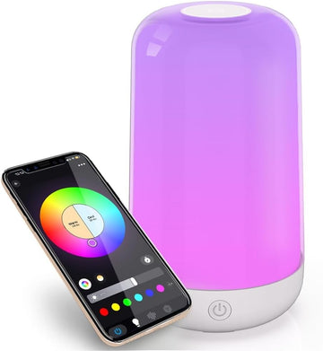 Smart Touch Table Lamp Works with App, Dimmable Small RGB Bedside Bed Lamp, Cordless LED Night Desk Lamp
