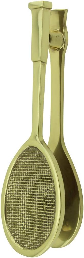 Tennis Racquet Door Knocker Solid Brass Polished Finish 7.5 Inch Decorative Entry Door Hardware