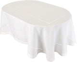 Solid Color Double Hemstitched Dining Tablecloth (Off White, Oval 60x84 inches)