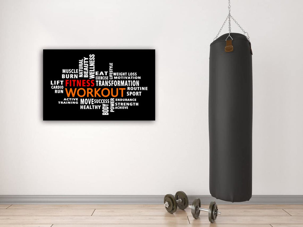 Workout Word Cloud Canvas Wall art, Exercise Workout Gym Wall art, Crossfit Fitness Inspirational Quotes Poster