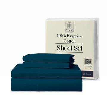 4 Pc Full Sheet Set - 100% Egyptian Cotton Premium Hotel Luxury Bedding - Sateen Weave Soft Cooling Durable Bedsheet