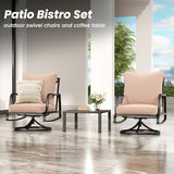 3-Piece Outdoor Patio Furniture Set - Swivel with Thick Cushions for Patio, Garden & Porch