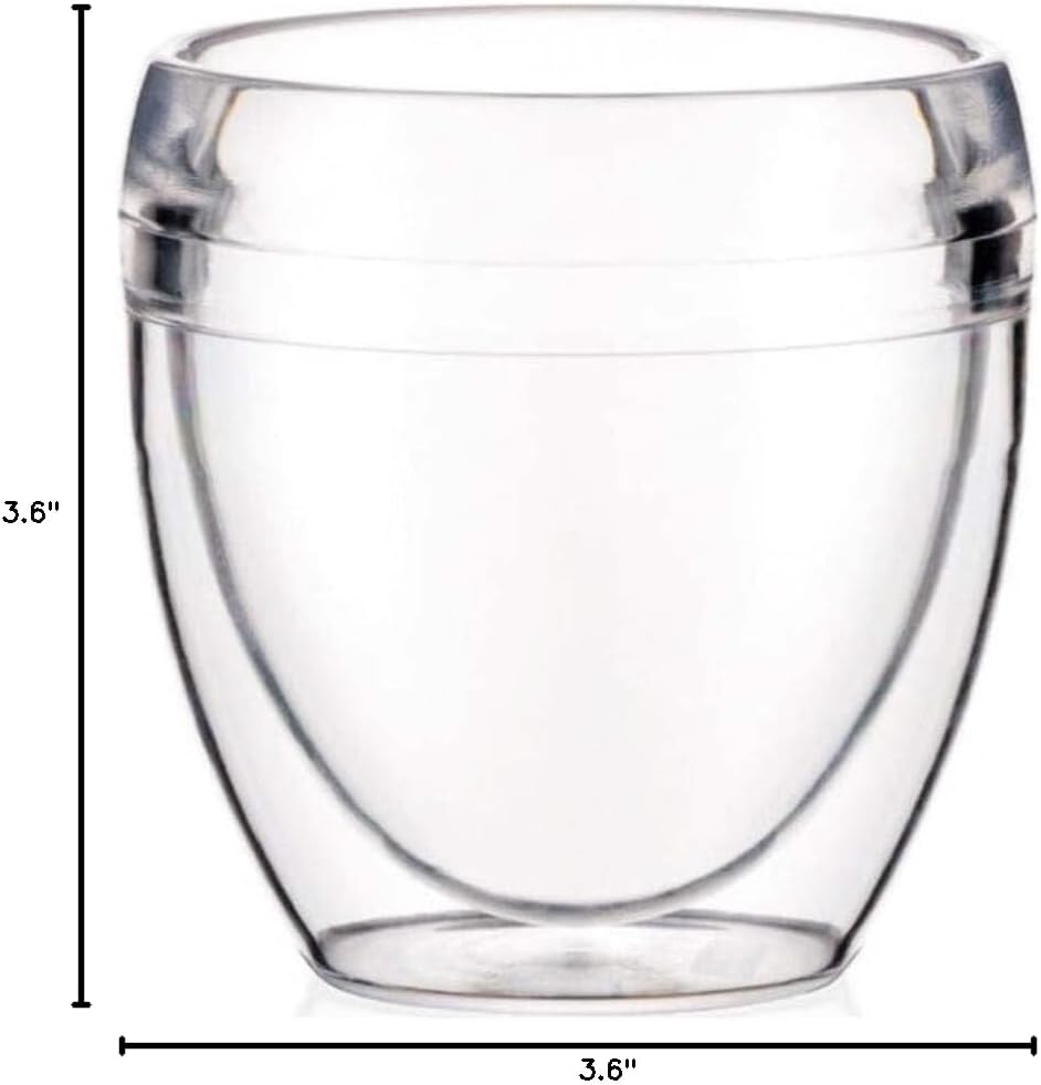 8oz Pavina Outdoor Double-Wall Plastic Tumbler, BPA-Free, Set of 6, Clear